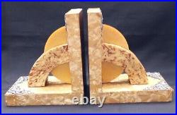 Art Deco Bookends Pair Silver 925 Roses Bakelite Faux Mother of Pearl Wood