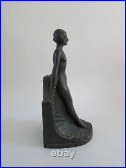 Art Deco Bronze Nude Sculpture Bookend Collection Francaise ELYSE by Riviere