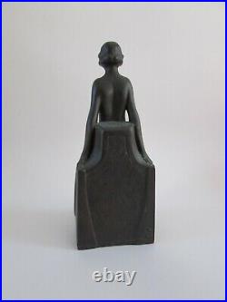 Art Deco Bronze Nude Sculpture Bookend Collection Francaise ELYSE by Riviere