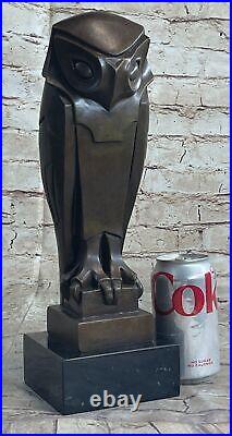 Art Deco Bronze Owl Bookends Mounted On Black Marble Vertical Bases Sale