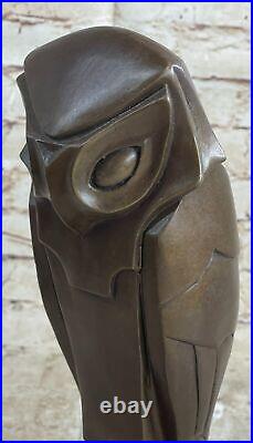 Art Deco Bronze Owl Bookends Mounted On Black Marble Vertical Bases Sale Art