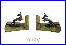 Art Deco Bronze Pair Bookends Marble/ Bronze/ fuchs (#16131)