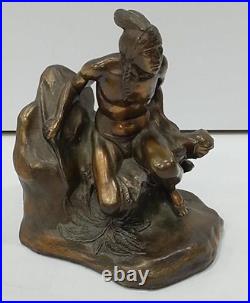 Art Deco Bronzed Metal Spelter Native Indian 6.5 Inch High THE SCOUT 1 Bookend
