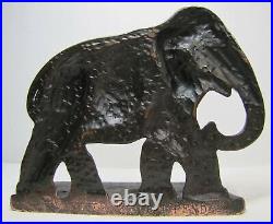 Art Deco Cast Iron Elephant Figural Bookend Decorative Art Statue Bronze Wash