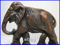 Art Deco Cast Iron Elephant Figural Bookend Decorative Art Statue Bronze Wash