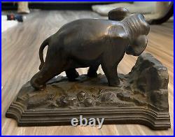 Art Deco Czarnikow-Rionda Bronze Elephant Bookend Sugar Bags Likely Ronson