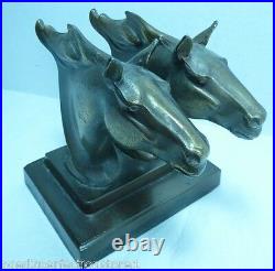Art Deco FRANKART Twin HORSES Bookend horse heads decorative art statue