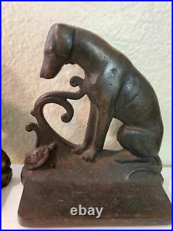 Art Deco Greyhound/Whippet with Turtle Bookends cast iron