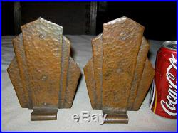 Art Deco Hammered Copper Bookends