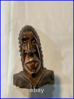 Art Deco Indian Chief Bookends 1920/1950's rich patina with no damage