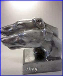 Art Deco Machine Age Chrome Nuart Style Greyhound Whippet Borzoi Dog Bookends