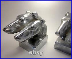 Art Deco Machine Age Chrome Nuart Style Greyhound Whippet Borzoi Dog Bookends