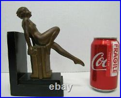 Art Deco Nude Beauty Bookend Decorative Art Statue Leg Out Leaning Back