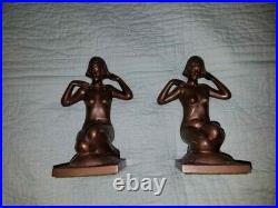 Art Deco Nude Bookends Painted Bronze
