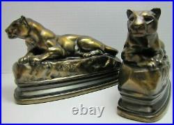 Art Deco PANTHER Bookends BARYE K&O Co Decorative Arts Figural Big Cat Book Ends