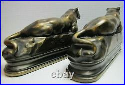 Art Deco PANTHER Bookends BARYE K&O Co Decorative Arts Figural Big Cat Book Ends