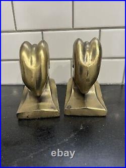 Art Deco Rams Head Bookends Pair Cornell Metal Art Foundry 1930's