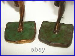 Art Deco Ronson Nude Lady 11 Tall Gold Painted Rare Bookends Book Ends