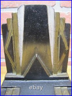 Art Deco SKYSCRAPER Stylized Geometric Cast Iron Pair Bookends Decorative Arts