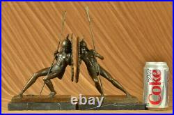 Art Deco Samurai Male Warrior Bookends Book Ends Bronze Sculpture Figurine Sale
