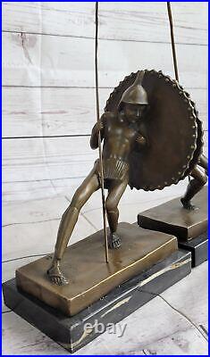 Art Deco Samurai Male Warrior Bookends Book Ends Bronze Sculpture Pair Gift NR