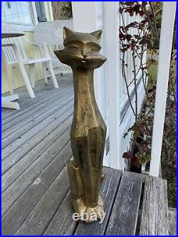 Art Deco Siamese Cat Bronzed Metal Vintage Cubist Style Statue MID Century