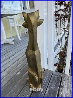 Art Deco Siamese Cat Bronzed Metal Vintage Cubist Style Statue MID Century