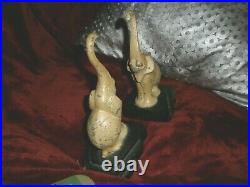 Art Deco Signed FRANKART Elephants with trunk up for good luck Lamp, bookends