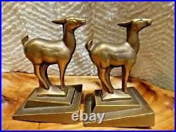 Art Deco Signed Frankart Fawn Deer Bronze Colored Bookends Figurines Vintage
