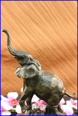 Art Deco Signed Original African Elephant Bronze Bookend Book End Sculpture Sale