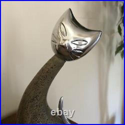 Art Deco Sliver Tone Siamese Cat Bookends Modern Flair Wynn Las Vegas 10.5 EUC