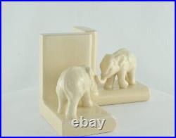 Art Deco Style Bookends Figurine Elephants Wildlife Art Nouveau Style Porcelain