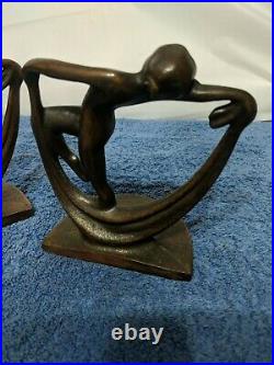 Art Deco Style Nude Scarf Dancing Female Lady Bookends Book Art Deco Style