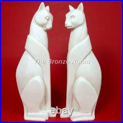 Art Deco Style Pair Of Marble Cats Bookends Sculpture