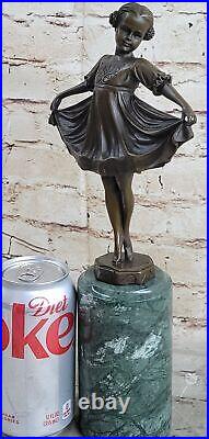 Art Deco Vienna Bronze Cute Girl Book End Sculpture Bookend Marble Base Statue