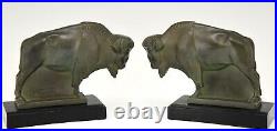 Art Deco bison bookends Max Le Verrier original 1930