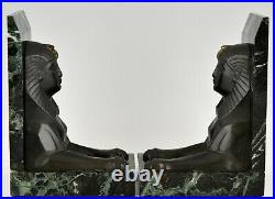 Art Deco bronze sphynx bookends C. Charles France Egyptian Revival 1930