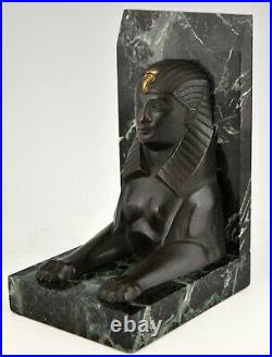 Art Deco bronze sphynx bookends C. Charles France Egyptian Revival 1930