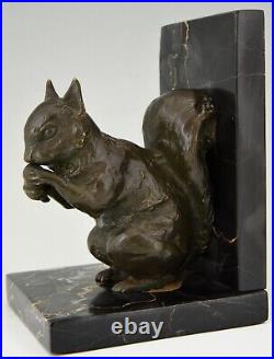 Art Deco bronze squirrel bookends Rene Papa France 1930