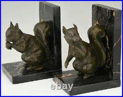 Art Deco bronze squirrel bookends Rene Papa France 1930