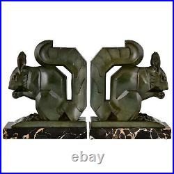 Art Deco squirrel bookends by Max Le Verrier original 1930 France H. 8 inch