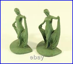 Art Nouveau Nude Female Women Scarf Dancers Bookends Art Deco Sculptures MRK 51