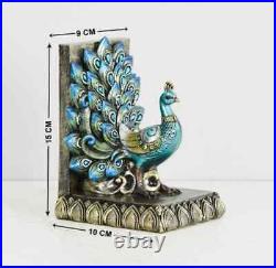 Artistic Peacock Bookends Handcrafted with High-quality Wood and Resin Set of2