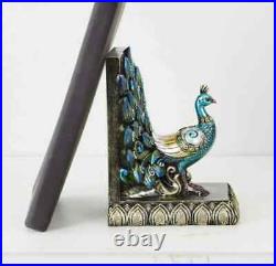 Artistic Peacock Bookends Handcrafted with High-quality Wood and Resin Set of2