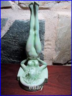 Australian Pottery Wembley Naked Lady Bookend Art Deco Statue Diana Lustre Glaze