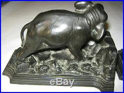 Best! Antique 8 Lb Ronson Art Deco Bronze Elephant Statue Sculpture Bookends