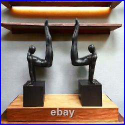 Black Modern Heavy Bookends Statue Sculpture Library Shelf Desk Decor
