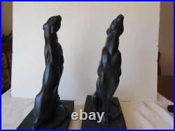 Black Panthers Setting Looking Up 13 Tall by Daney Bookends Art Deco Sculptu