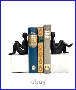 Bookend Chilling Man Metal Figurine on Marble Base Unique Office Decor