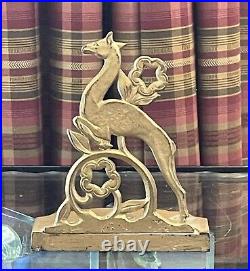 Bradley Hubbard Art Deco Gazelle Deer Antelope Brass Bookend Antique